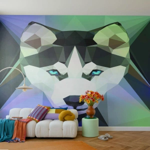 Self-Adhesive Photo Wallpaper Deluxe Sticker - Memory of Northern Snow - Abstraction, Animals, Wolf - 450x315 cm