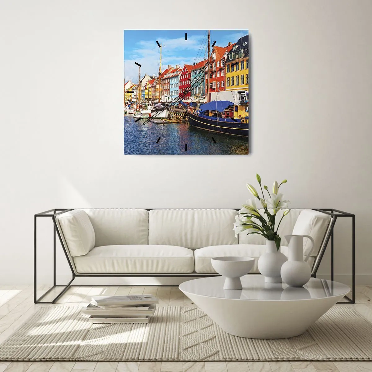 Wall clock - Clock on glass - Joyful Coast - 40x40 cm