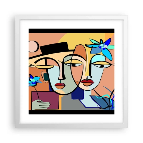 Poster in white frmae - Rendez-vous Picasso Style - 40x40 cm
