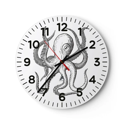 Wall clock - Clock on glass - Dancing with the Waves - 30x30 cm