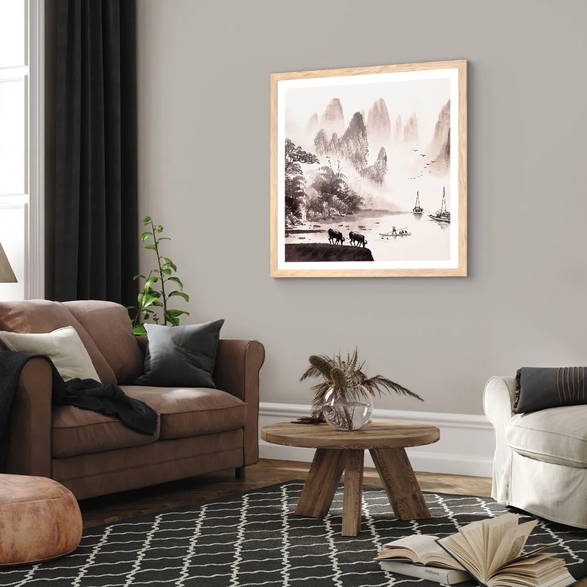 Poster in light oak frame - Everyday Life in the East - 40x40 cm
