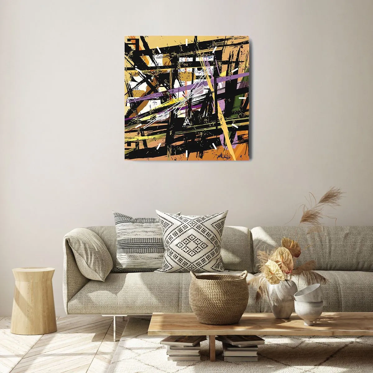 Wall clock - Clock on glass - Sharp Cuts - 40x40 cm