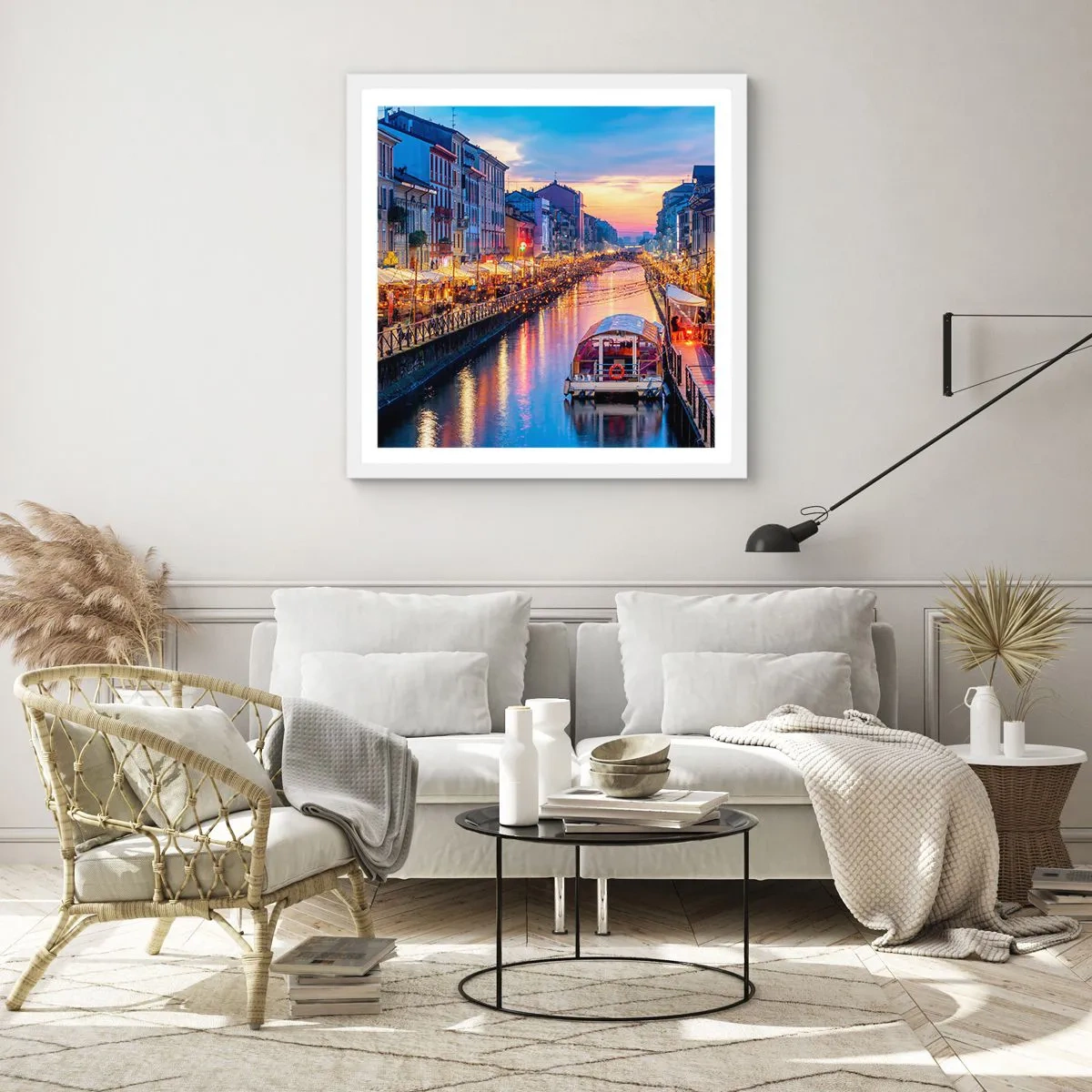 Poster in white frmae - Evening of Light and Fun - 30x30 cm