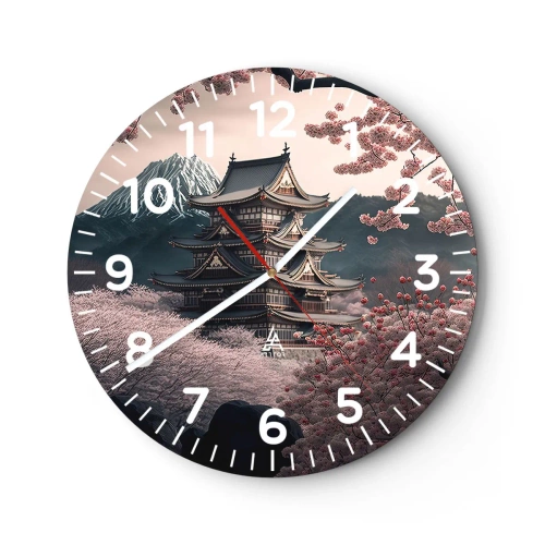 Wall clock - Clock on glass - Land of Cherry Blossoms - 30x30 cm