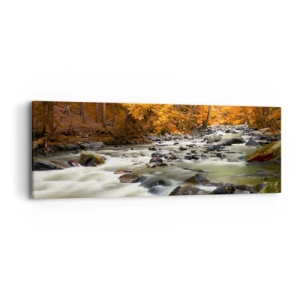 Canvas picture - Brook in a Golden Forest - 90x30 cm