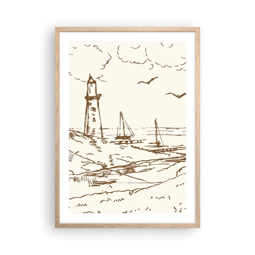 Poster in light oak frame - Outline of a Summer Postcard - 50x70 cm