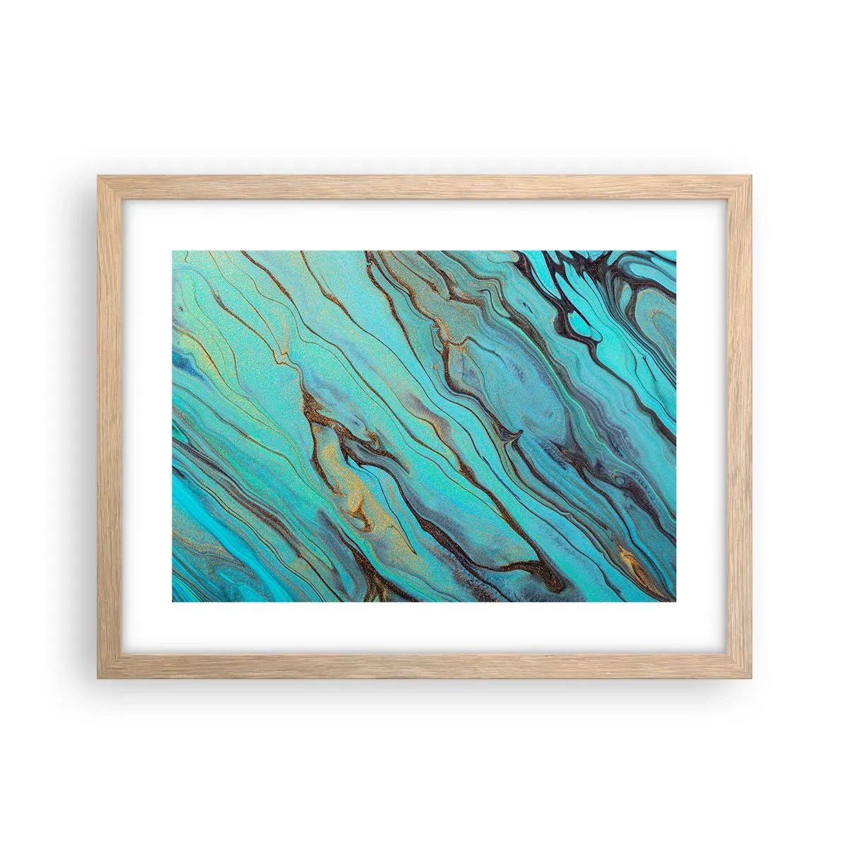 Poster in light oak frame - Turquoise Tide - 40x30 cm