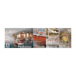 Photo Wallpaper Sample Premium Canvas - Romantic Marina - Architecture, Port town, Sailboat - 100x30 cm