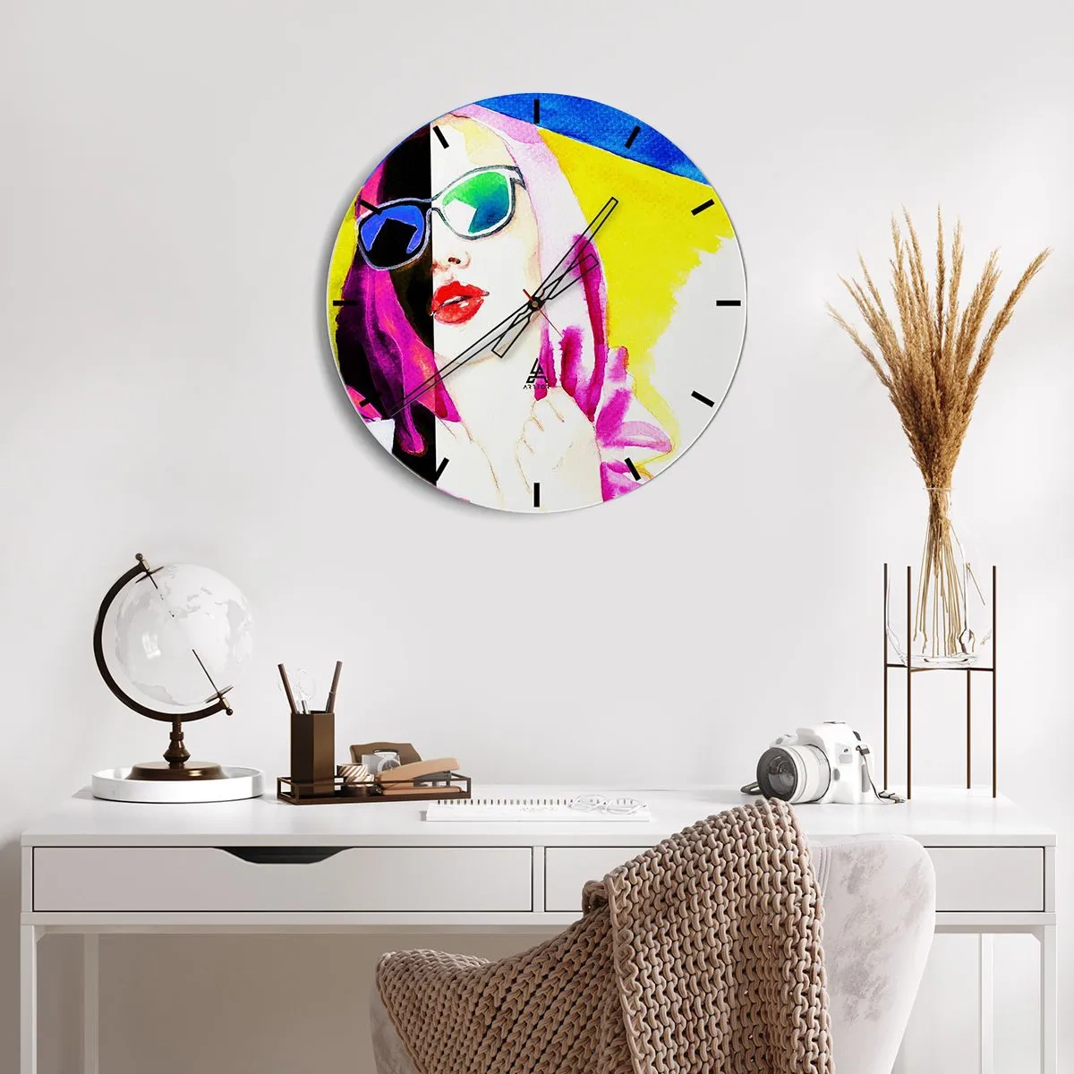 Wall clock - Clock on glass - I Am not White I Am not Black - 40x40 cm