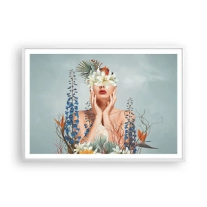 Poster in white frmae - Woman – Flower - 100x70 cm