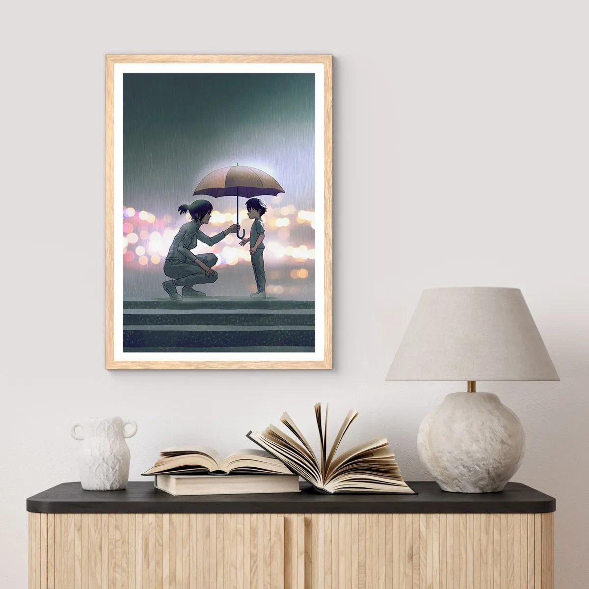 Poster in light oak frame - And Everything Is All Right - 61x91 cm