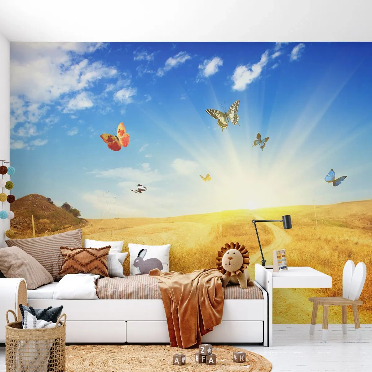 Photo Wallpaper Premium Sand - How Can You Not Love the Summer? - Landscape, Butterflies, Nature - 100x70 cm