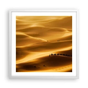 Poster in white frmae - Caravan on the Waves of a Desert - 50x50 cm