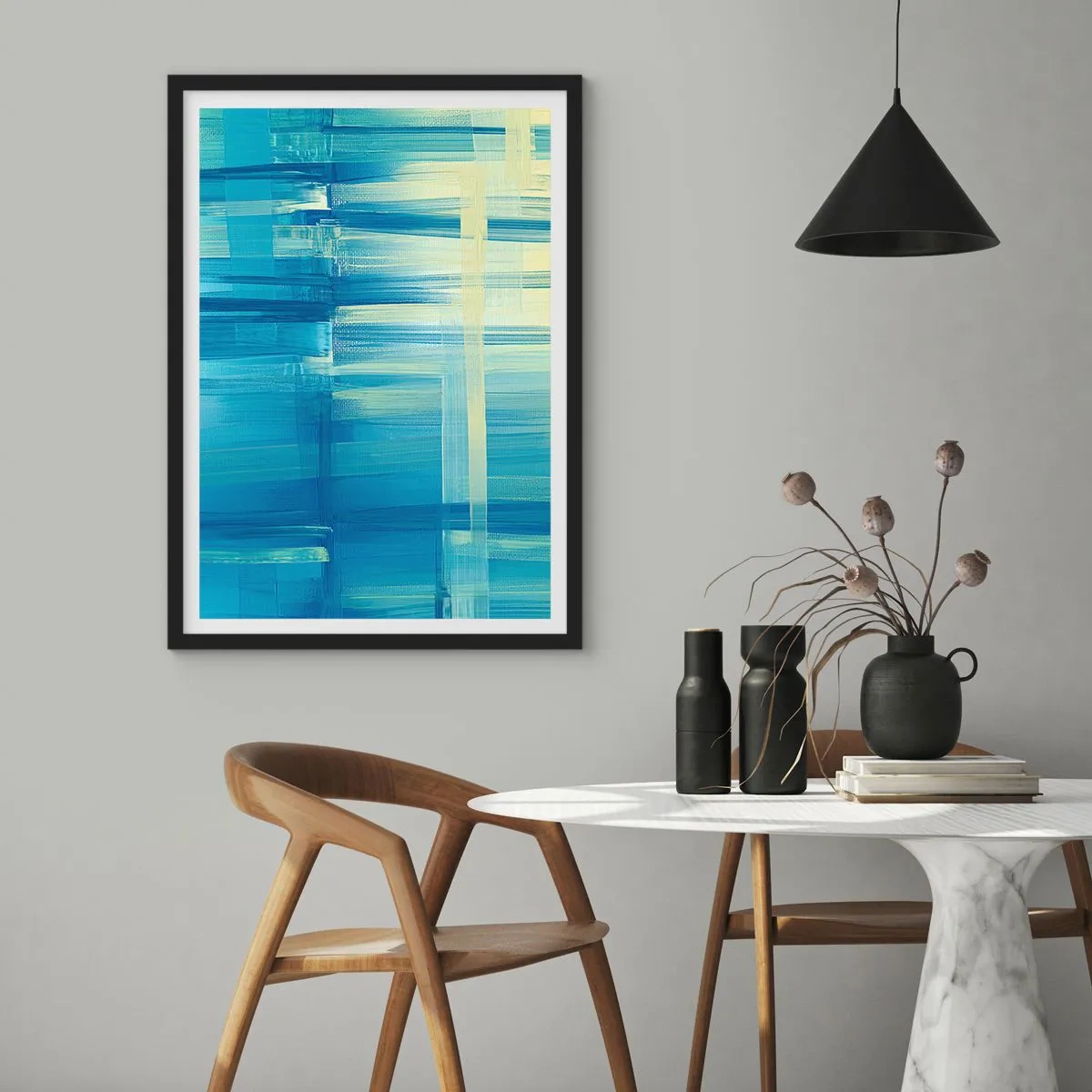 Poster in black frame - Composition In Turquoise - 40x50 cm