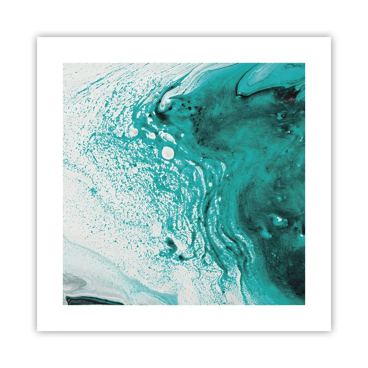 Poster - Dissolving in White and Turquoise - 40x40 cm