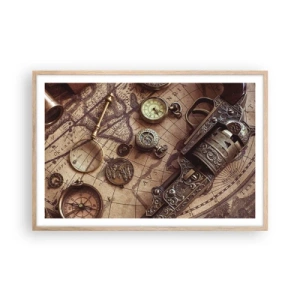 Poster in light oak frame - Adventure Calls - 91x61 cm