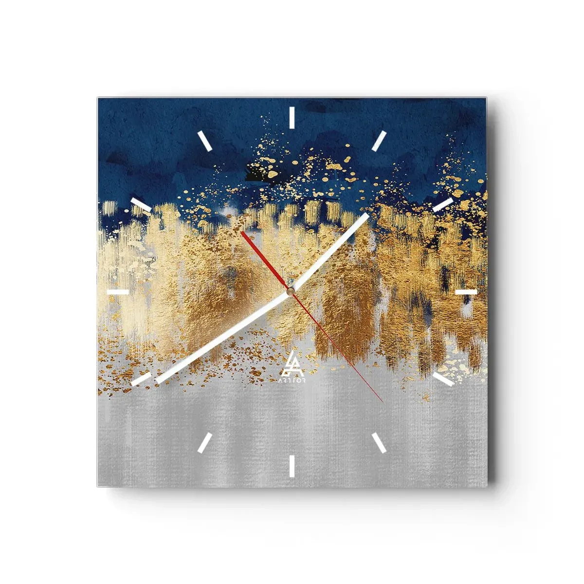 Wall clock - Clock on glass - Modern Composition and Twinkle - 30x30 cm