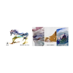 Photo Wallpaper Sample Premium Canvas - From a Meadow Straight to Heaven - Horse, Abstraction, Landscape - 100x30 cm
