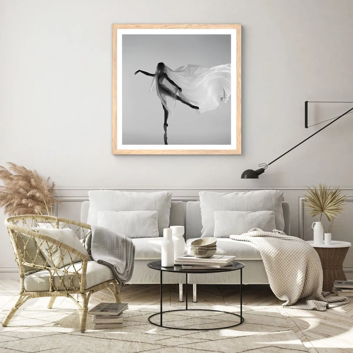 Poster in light oak frame - Lightness and Grace - 30x30 cm