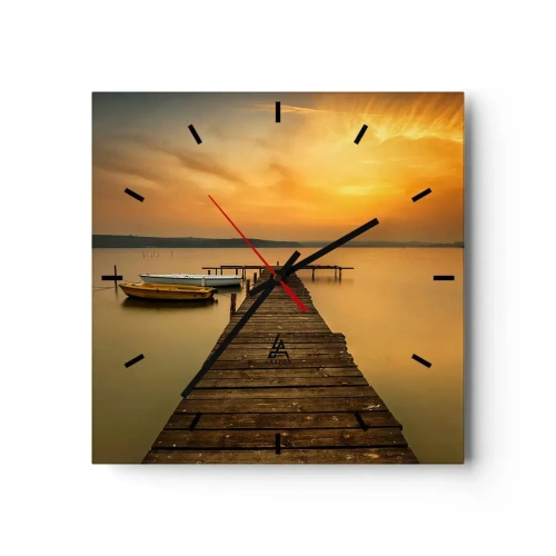 Wall clock - Clock on glass - I Will Open up Golden Sky before You - 40x40 cm