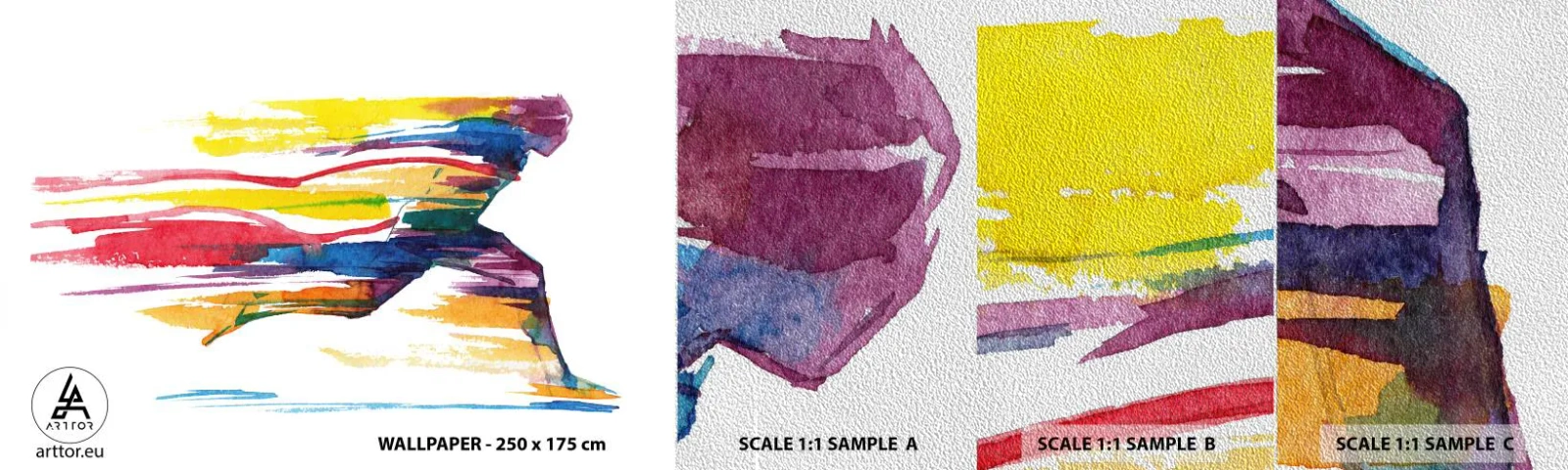 Photo Wallpaper Sample Premium Sand - Run across Rainbow - Abstraction, Sport, Runner - 100x30 cm