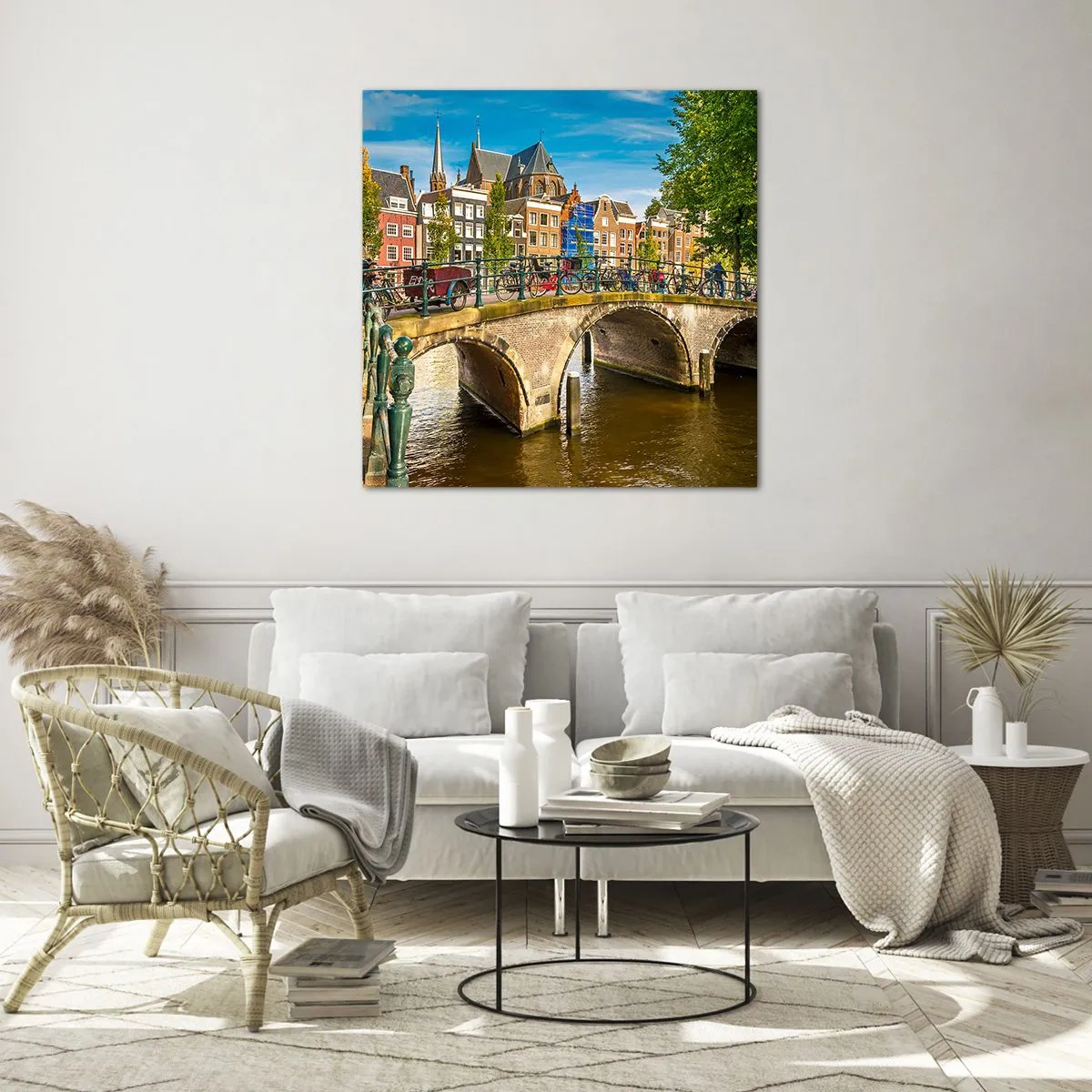 Glass picture - Spring over the Canal - 70x70 cm