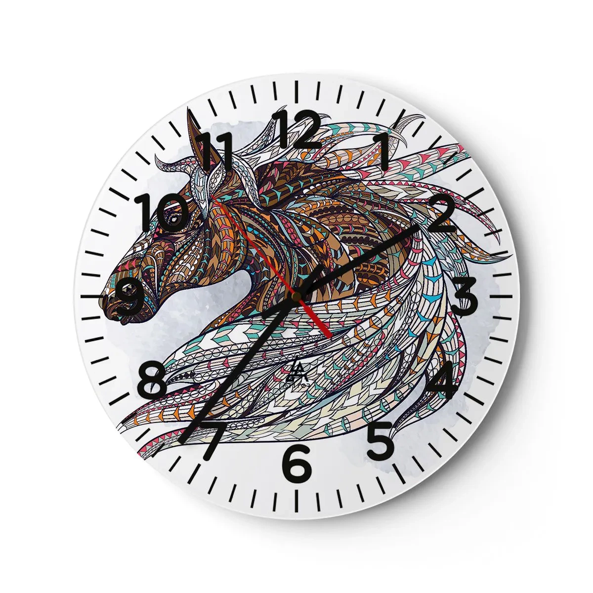 Wall clock - Clock on glass - Horse of a Celtic Warrior - 40x40 cm