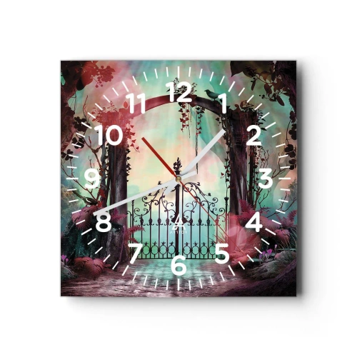 Wall clock - Clock on glass - Secret Garden - 30x30 cm