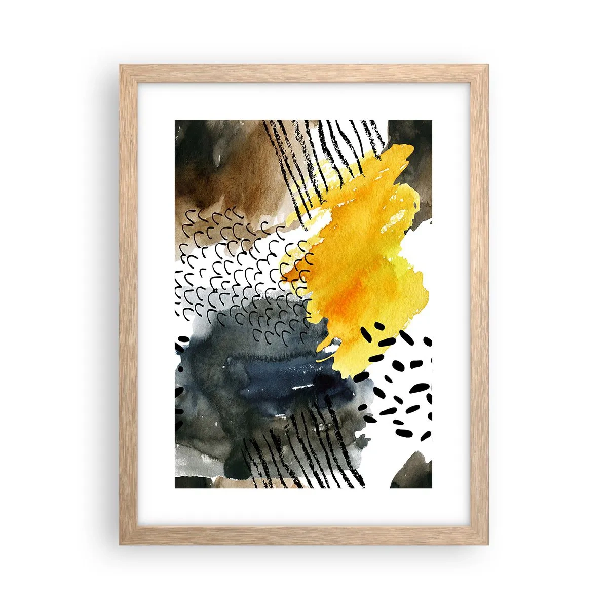 Poster in light oak frame - Meeting of Elements - 30x40 cm