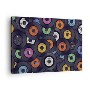 Canvas picture - Colorful vinyls stacked on top of each other - 70x50cm - Colours of Classics - Modern wall decoration for the living room and bedroom ARTTOR