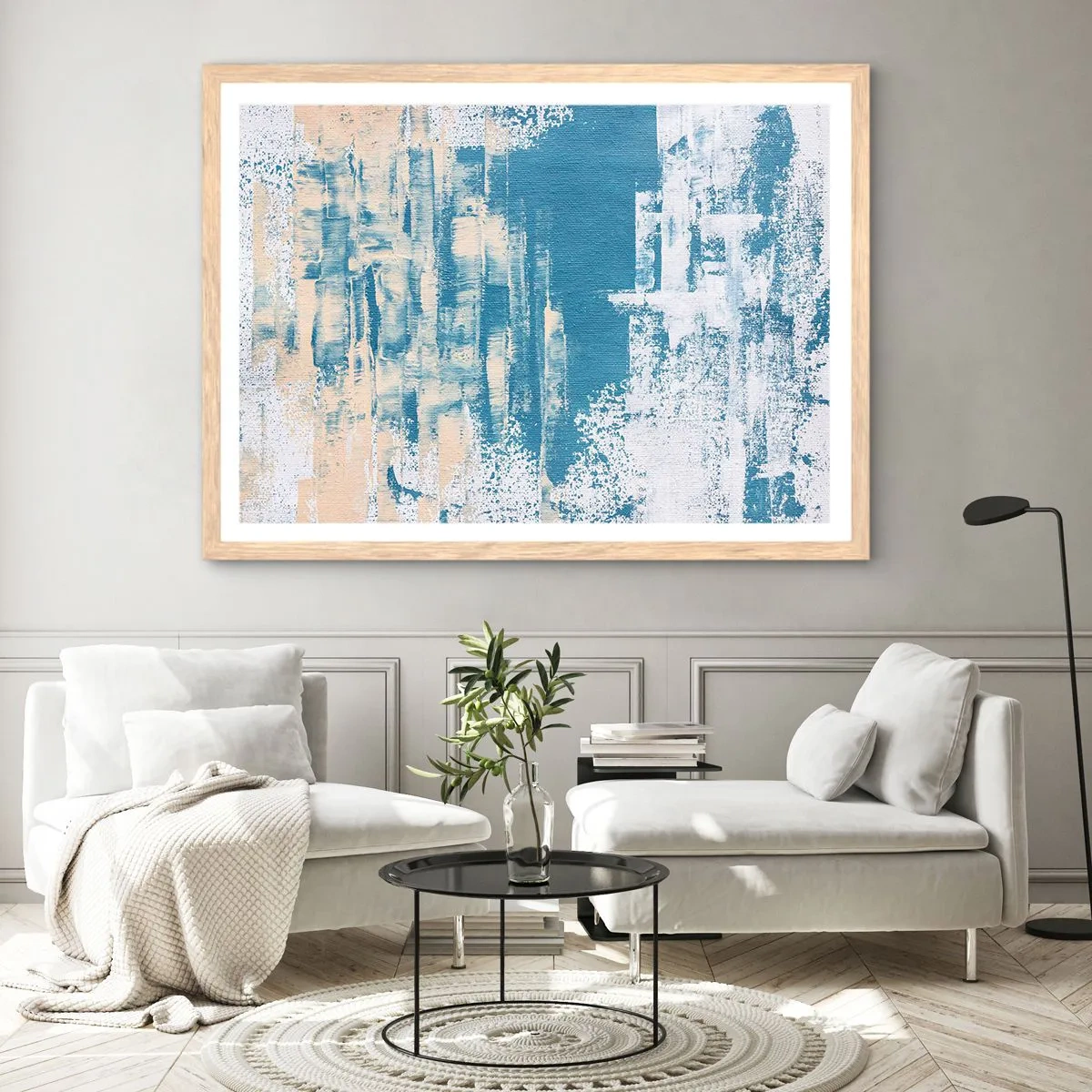 Poster in light oak frame - Through an Icicle - 100x70 cm