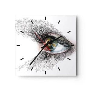 Wall clock - Clock on glass - Look straight into the Soul - 30x30 cm