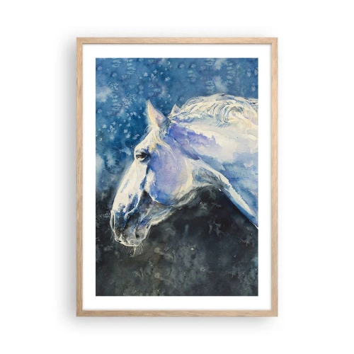 Poster in light oak frame - Portrait in Blue Light - 50x70 cm