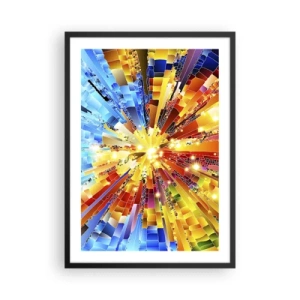 Poster in black frame - colorful explosion of light in an abstract form - 50x70cm - In Medias Res - Modern wall decoration for the living room and bedroom ARTTOR