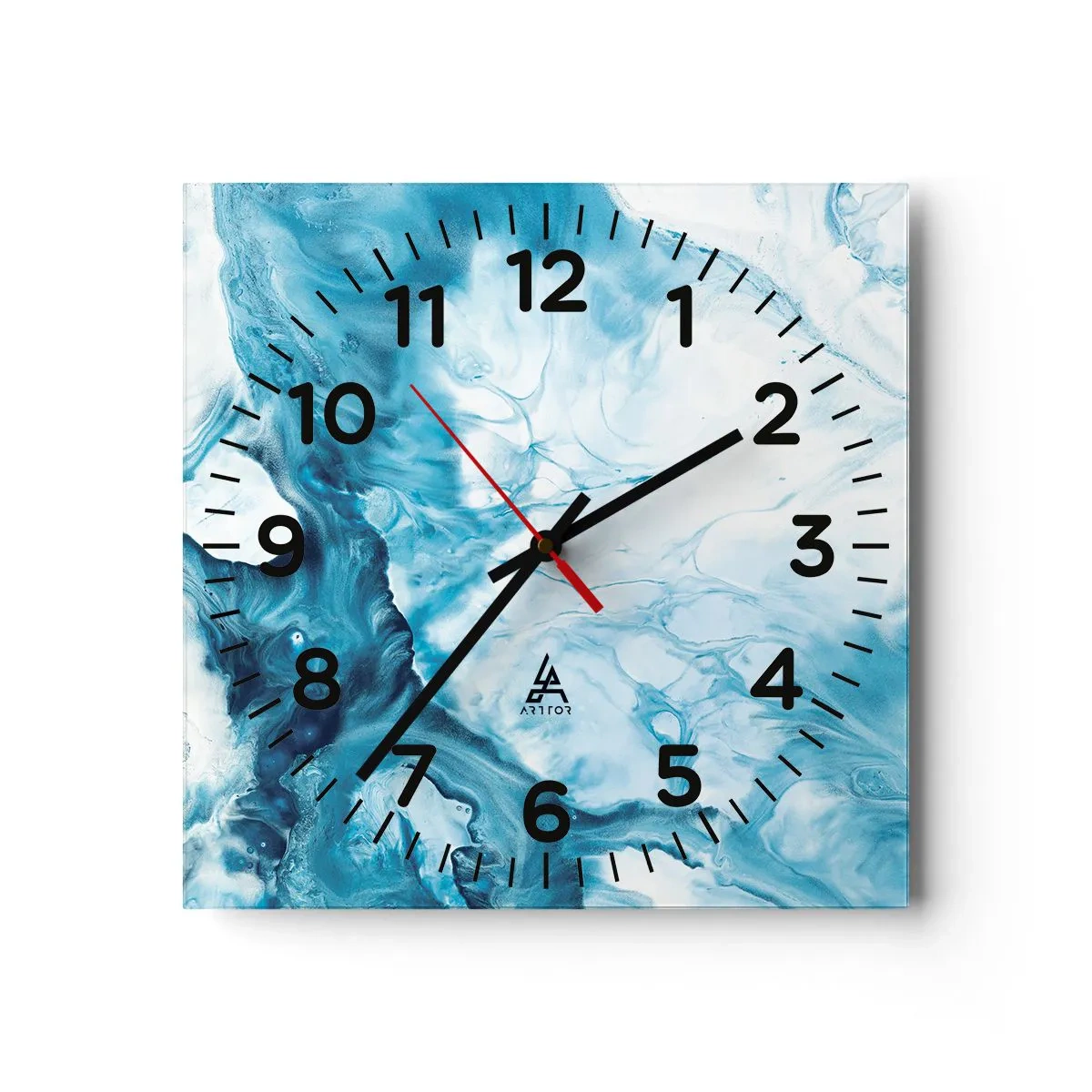 Wall clock - Clock on glass - Concert of Blue - 40x40 cm