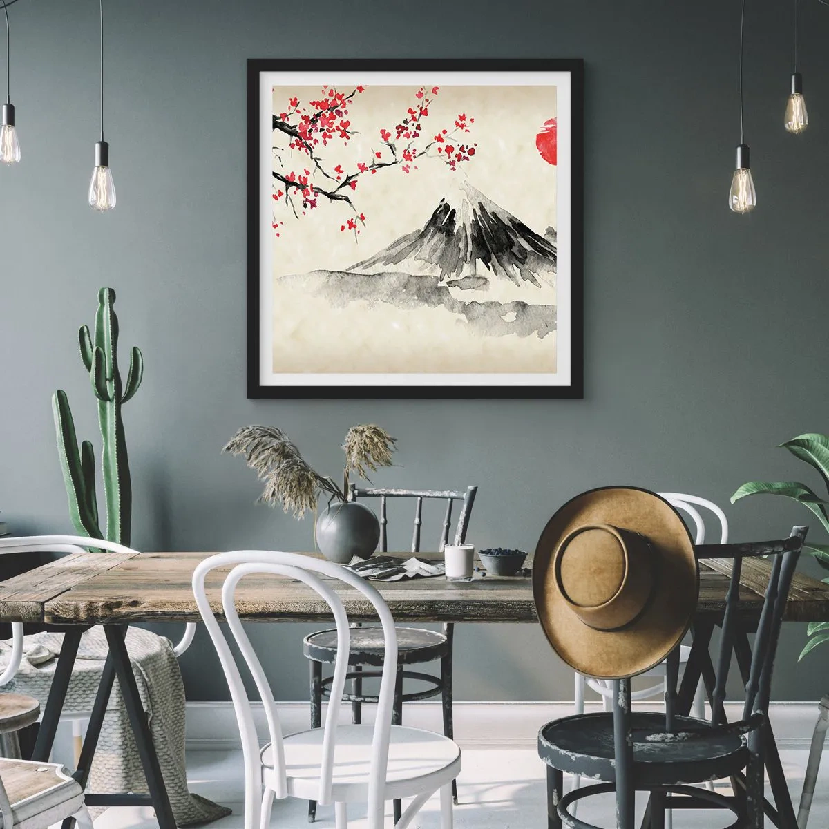 Poster in black frame - Love Japan - 40x40 cm