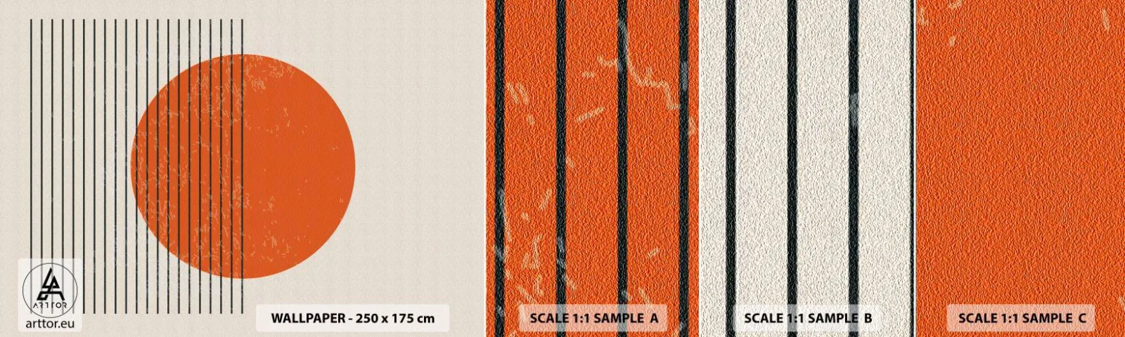 Photo Wallpaper Sample Self-Adhesive Deluxe Sticker - Always the Sun - Sun, Minimalistic, Lines - 100x30 cm