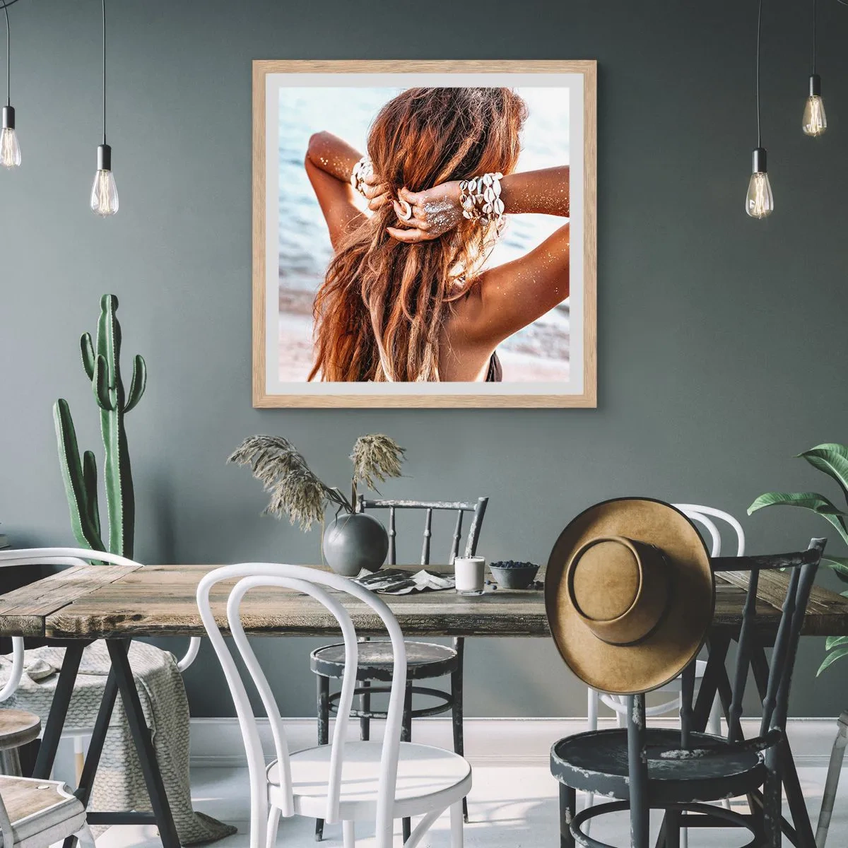 Poster in light oak frame - Sister of Water and Sun - 50x50 cm