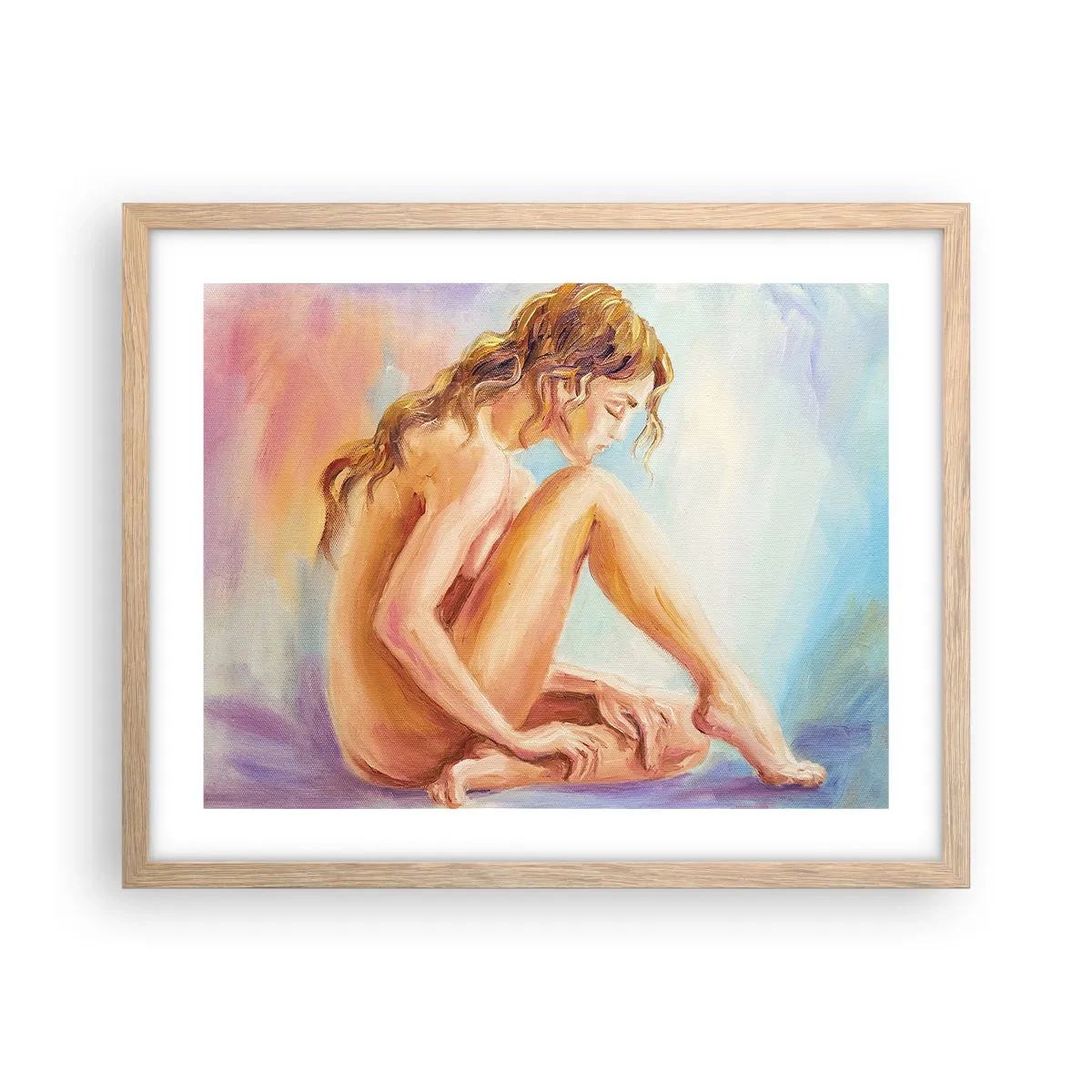 Poster in light oak frame - Nude of Youth - 50x40 cm