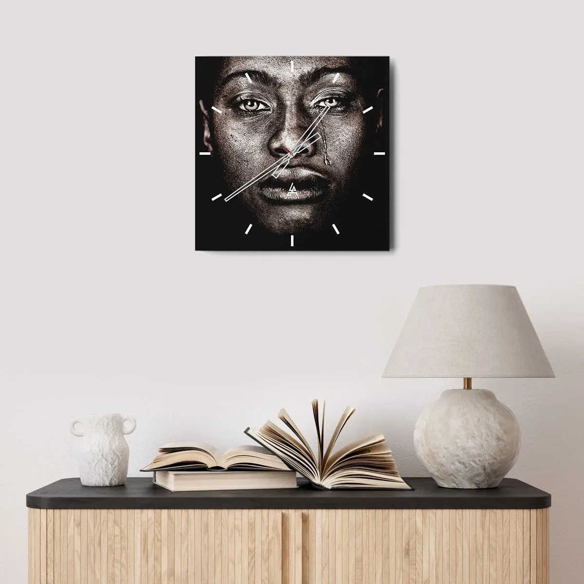 Wall clock - Clock on glass - One Tear - 30x30 cm