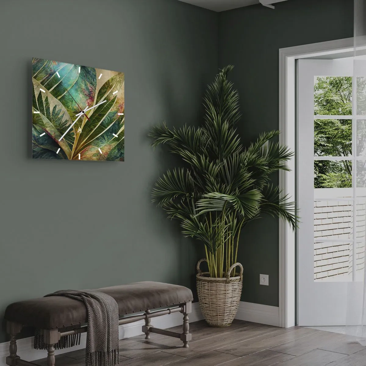 Wall clock - Clock on glass - Colours of the Tropics - 30x30 cm