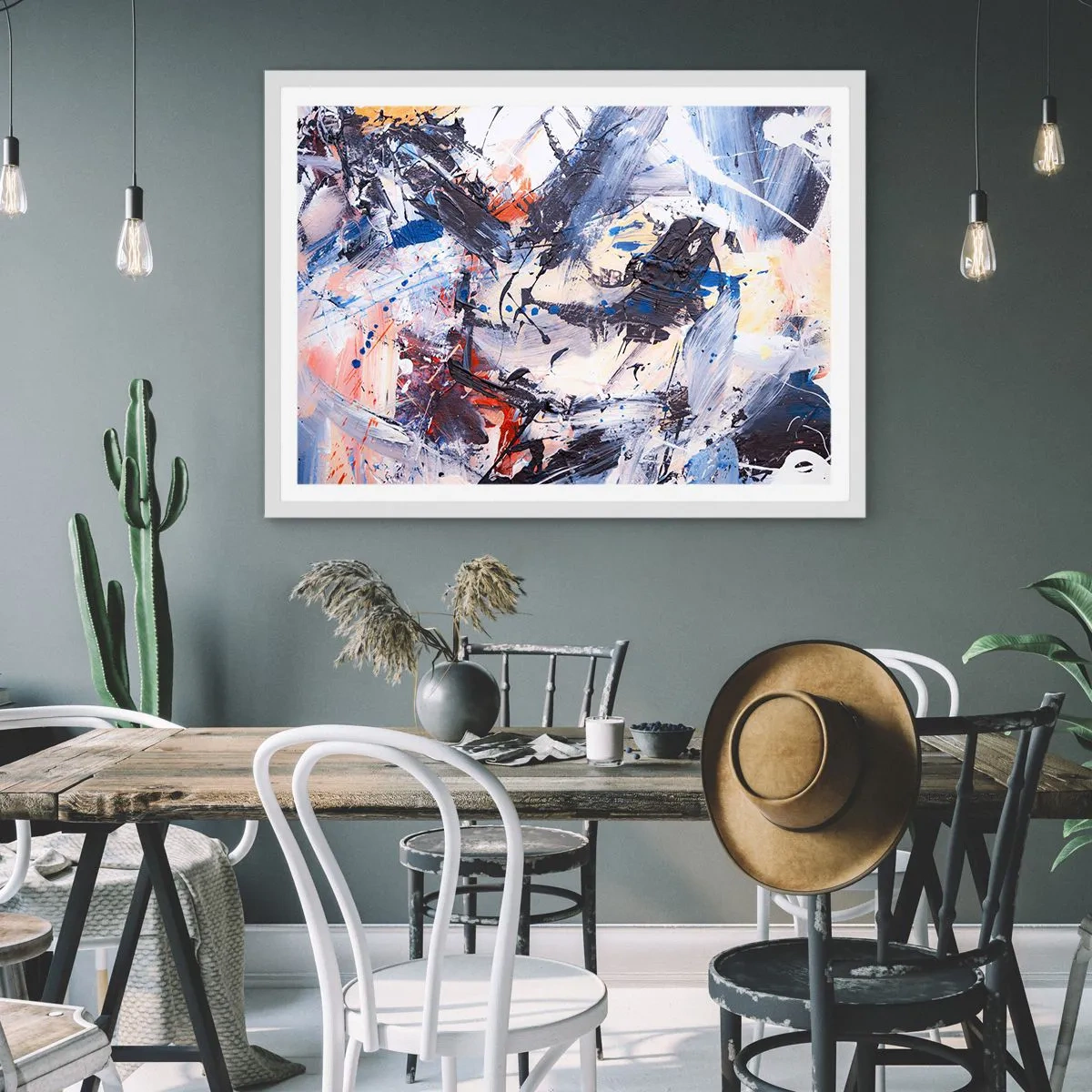 Poster in white frmae - Crazy Dance of Abstraction - 50x40 cm