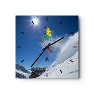 Wall clock - Clock on glass - Dancing with the Mountains - 30x30 cm