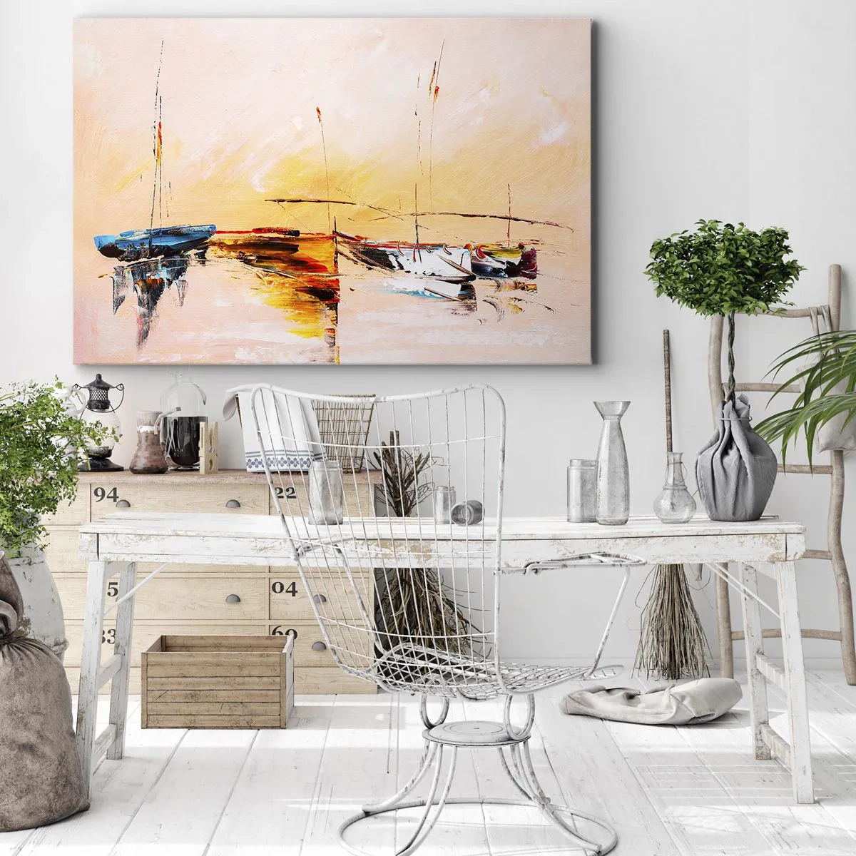 Canvas picture - Evening at the Harbour - 70x50 cm