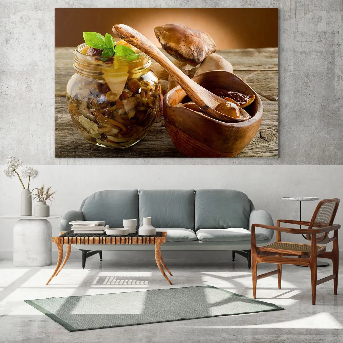 Glass picture - Boletus Fresh or Salted: Flavour of Autumn - 120x80 cm