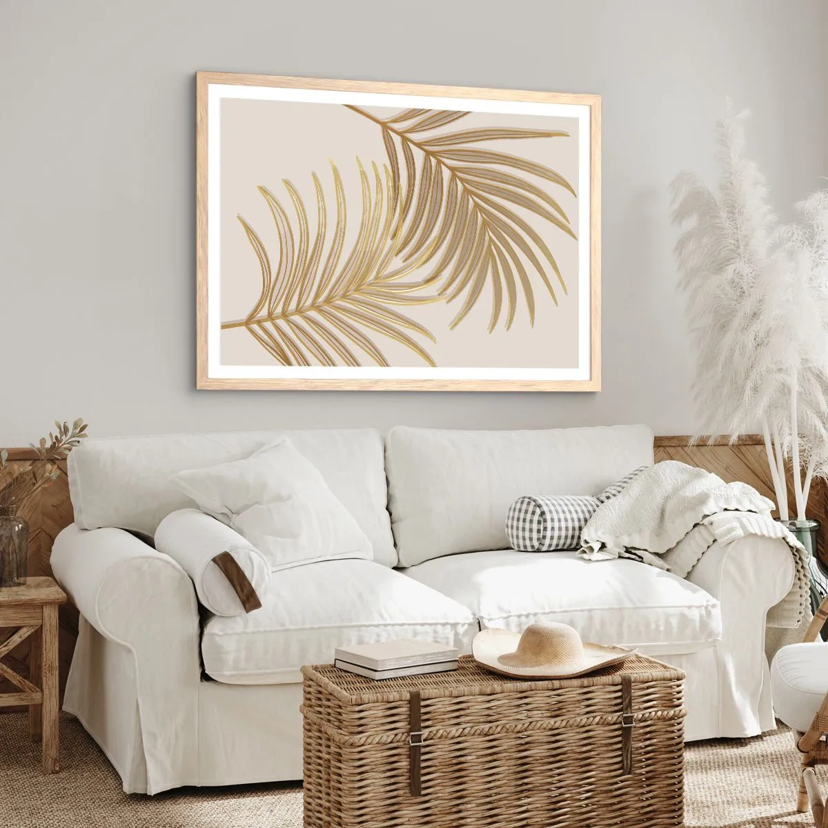 Poster in light oak frame - Golden Palm! - 70x50 cm