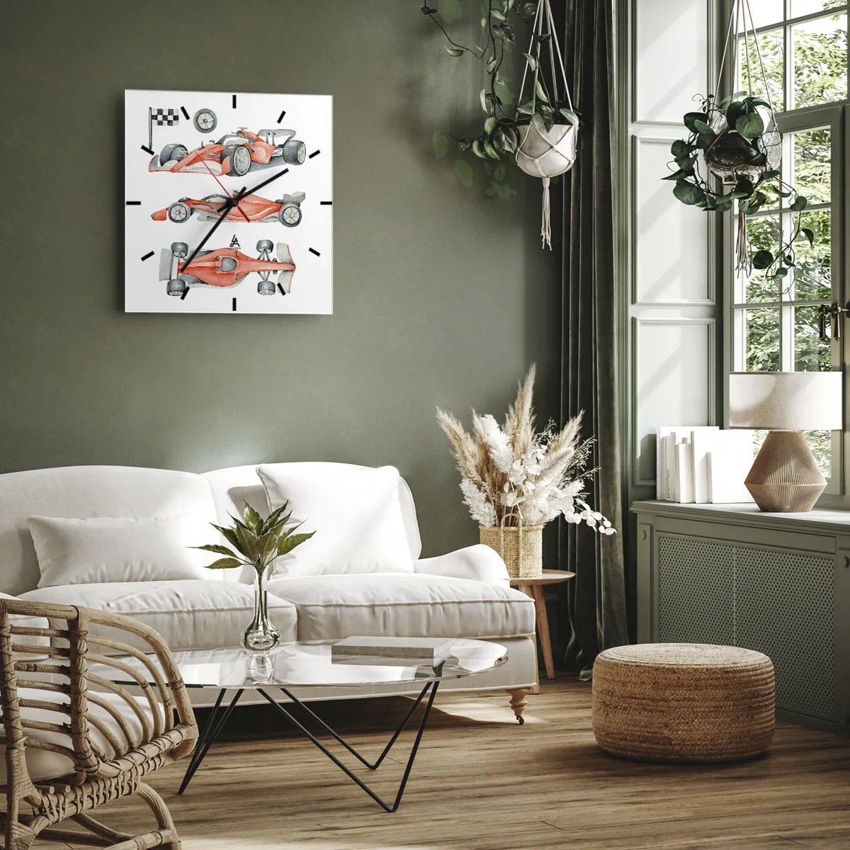Wall clock - Clock on glass - Race for the Dreams - 40x40 cm
