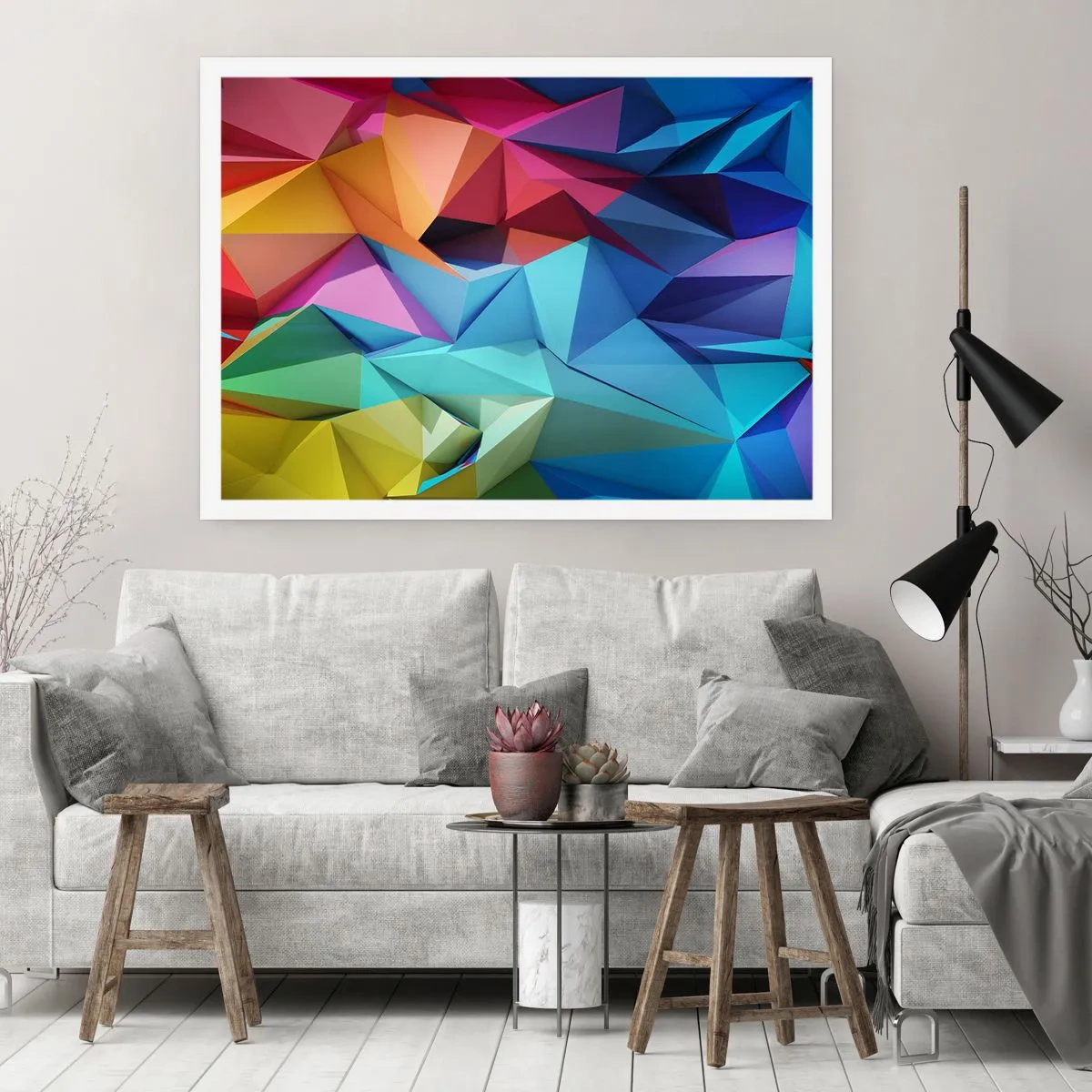 Poster - Rainbow Origami - 100x70 cm
