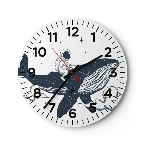 Wall clock - Clock on glass - Space Adventure - 30x30 cm