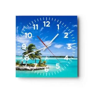 Wall clock - Clock on glass - Paradise on Earth - 30x30 cm